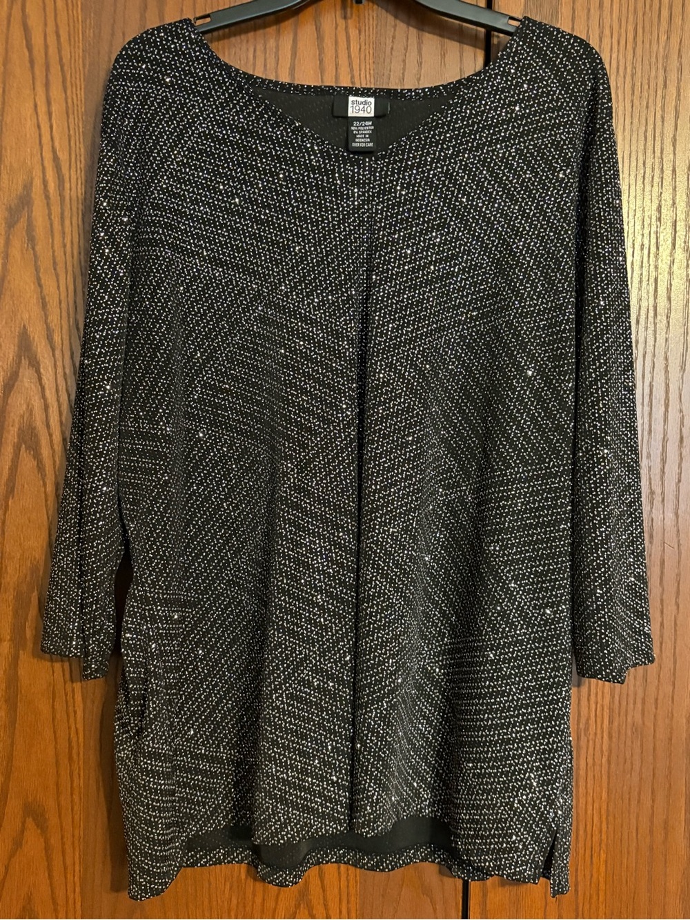 Studio 1940 Black Tunic with Lavender and Silver Sparkle